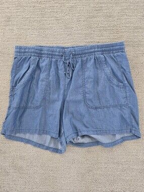🎰EVRI Light Blue Chambray Lightweight Tencel Drawstring Shorts